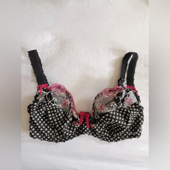 Freya embroidered mesh and polka dot underwire soft cup bra, 30F - Picture 2 of 5